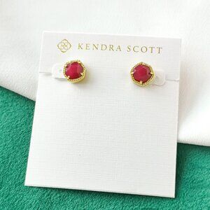 New Kendra Scott Gold Stud Earrings - Davie Raspberry Labradorite